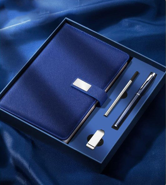 A5 PU Leather Rings Binder Notebook Gift Set Gift Box with Pen and 32GB USB Flash Drive