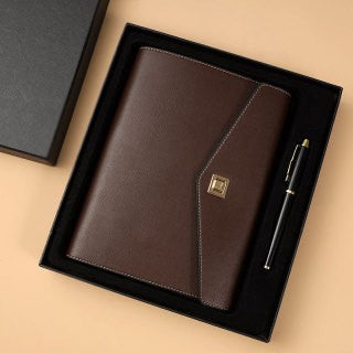 A5 PU Leather Rings Binder Notebook Gift Set Executive Journal Business Gift Box with Pen
