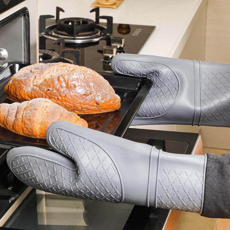 One pcs Silicone Heat Resistant Cooking Gloves Kitchen Oven Mitt with Inner Cotton Layer for Cooking