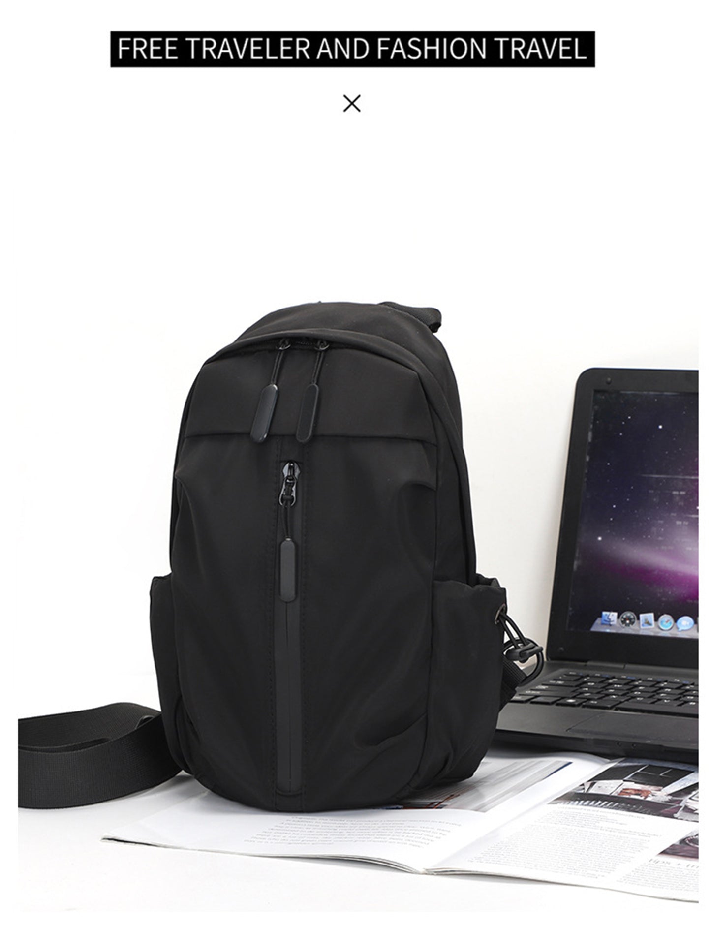 Sling Crossbody Backpack With USB Charger Chest Bag