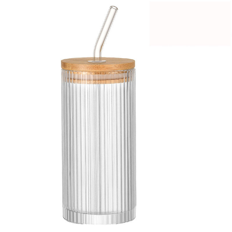 13oz Drinking Glass Cup with Bamboo Lid and Glass Straw