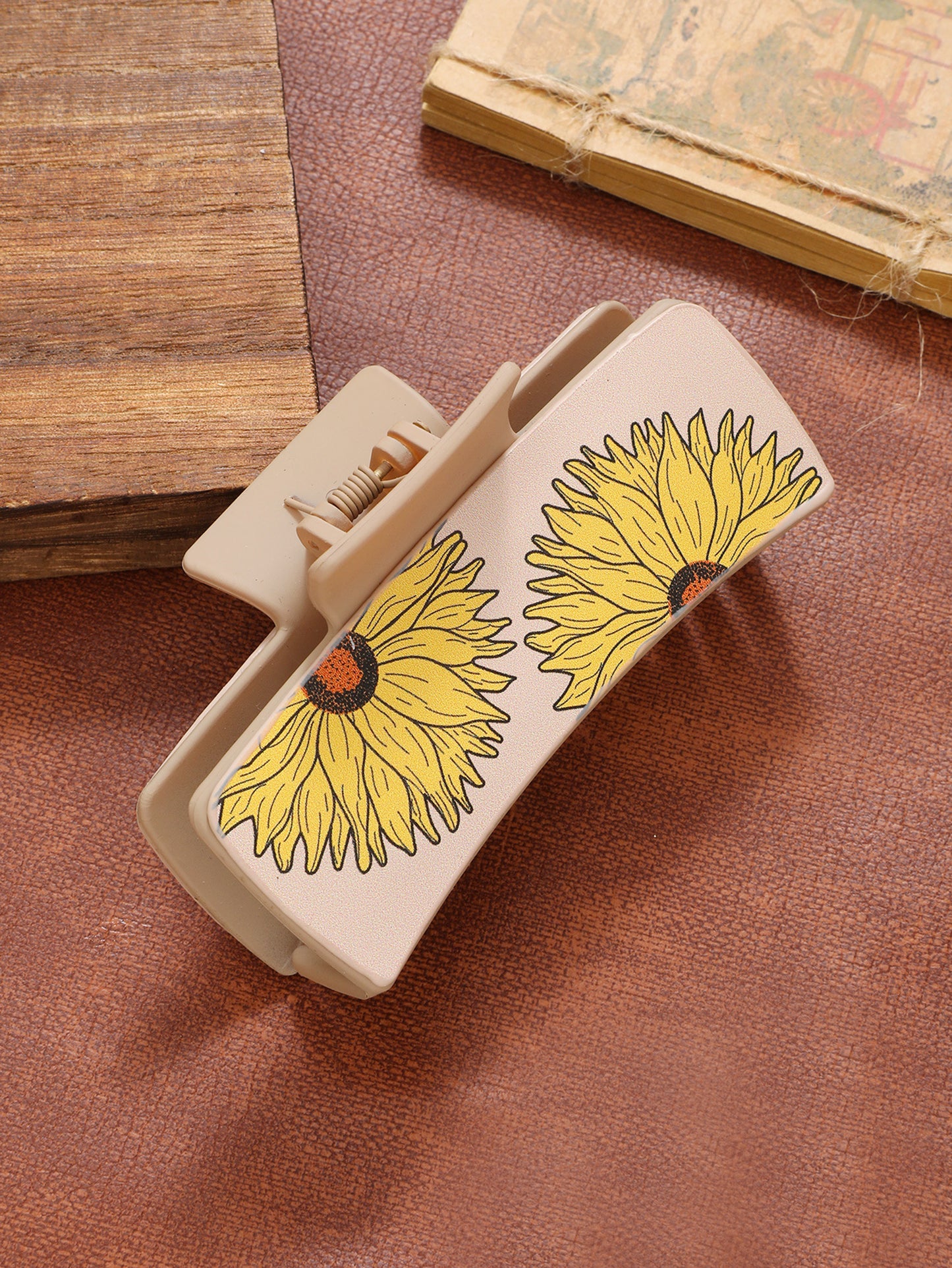 Hair Claw Clips for Women PU Leather Hairpins Traditional ( Large )