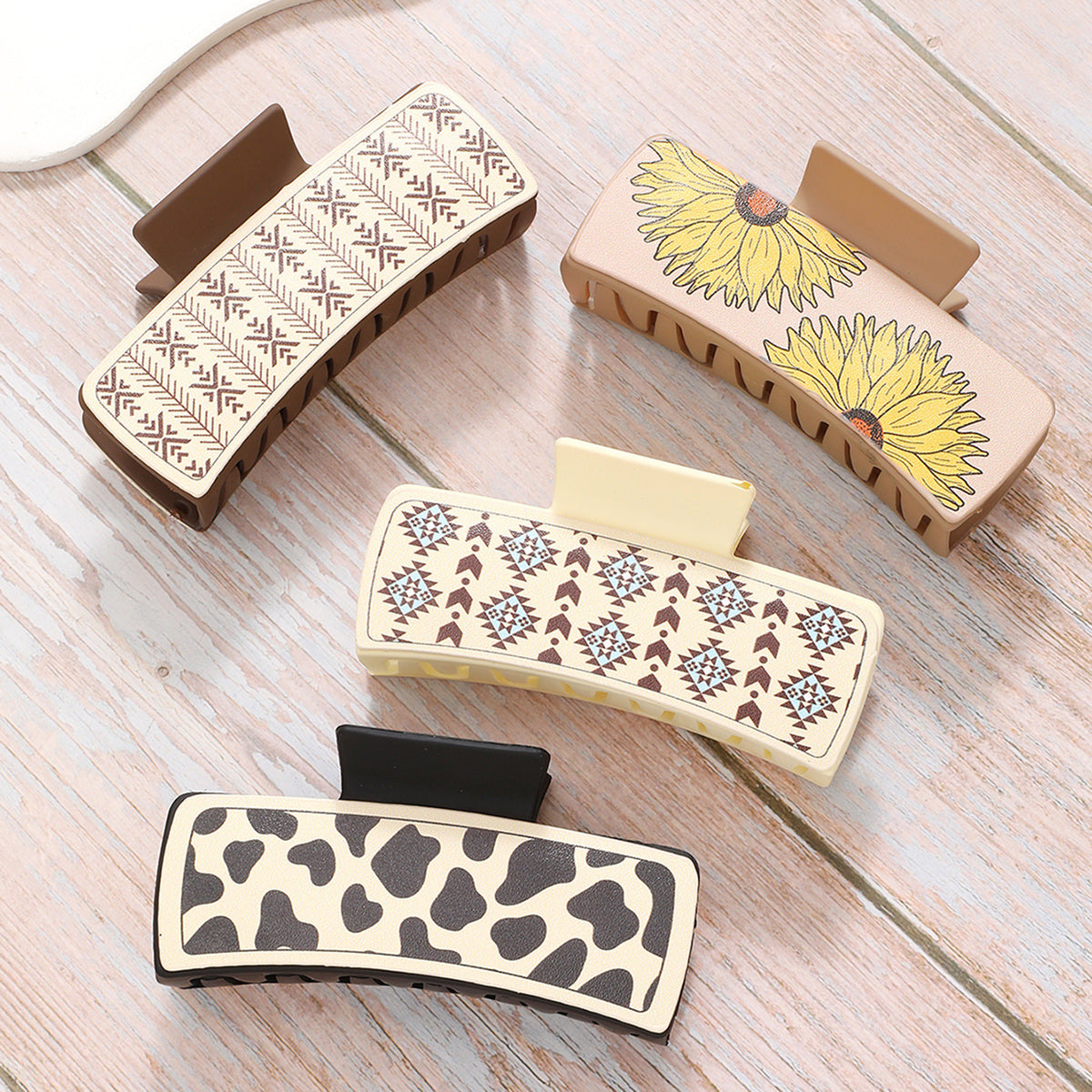 Hair Claw Clips for Women PU Leather Hairpins Traditional ( Large )