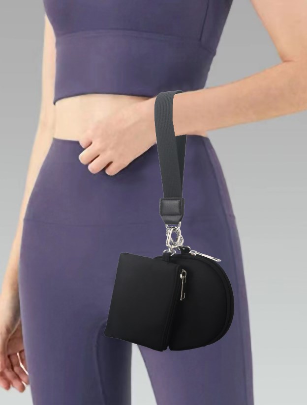 Mini Zip Around Dual Pouch Wristlet With 2 Straps Wristlet Keychain Wallet for Women