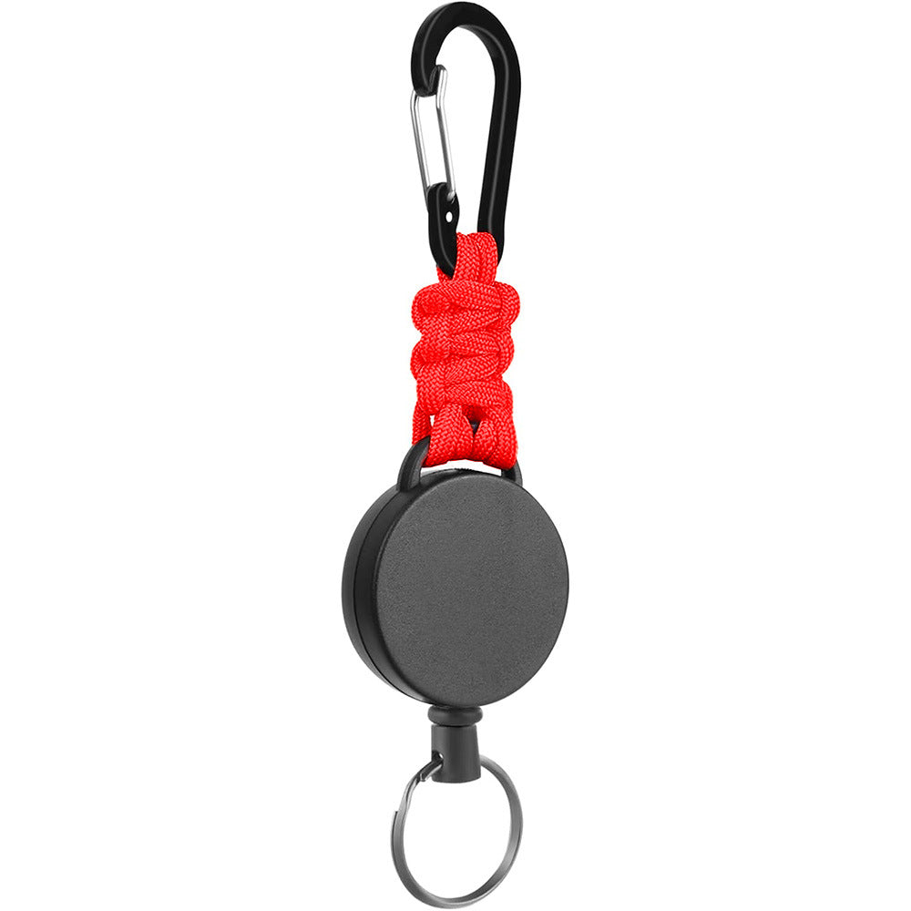 Telescopic Wire Rope Anti-Thief & Anti-Lost Keychain W/ Flat Carabiner Colorful Paracord