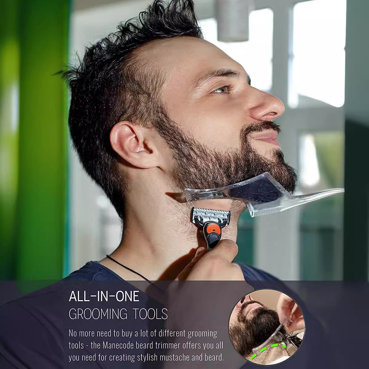 Men's Beard Shaping Tool With Inbuilt Comb Transparent Template Styling Comb Templates
