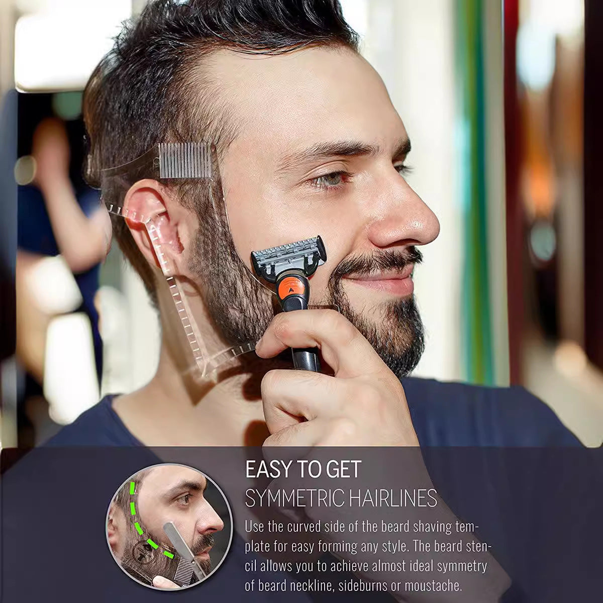 Men's Beard Shaping Tool With Inbuilt Comb Transparent Template Styling Comb Templates