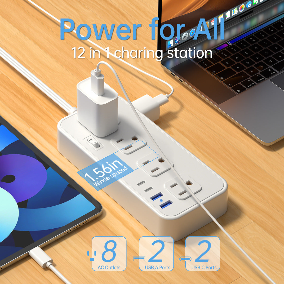 45 Degree Plug 8 Ports 2 USB 2 PD Multiple Function Wall Charger Mold#PC-33