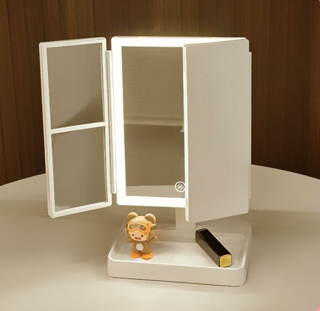 Tri-Fold Lighted Vanity Mirror with LED Lights Make Up Mirror