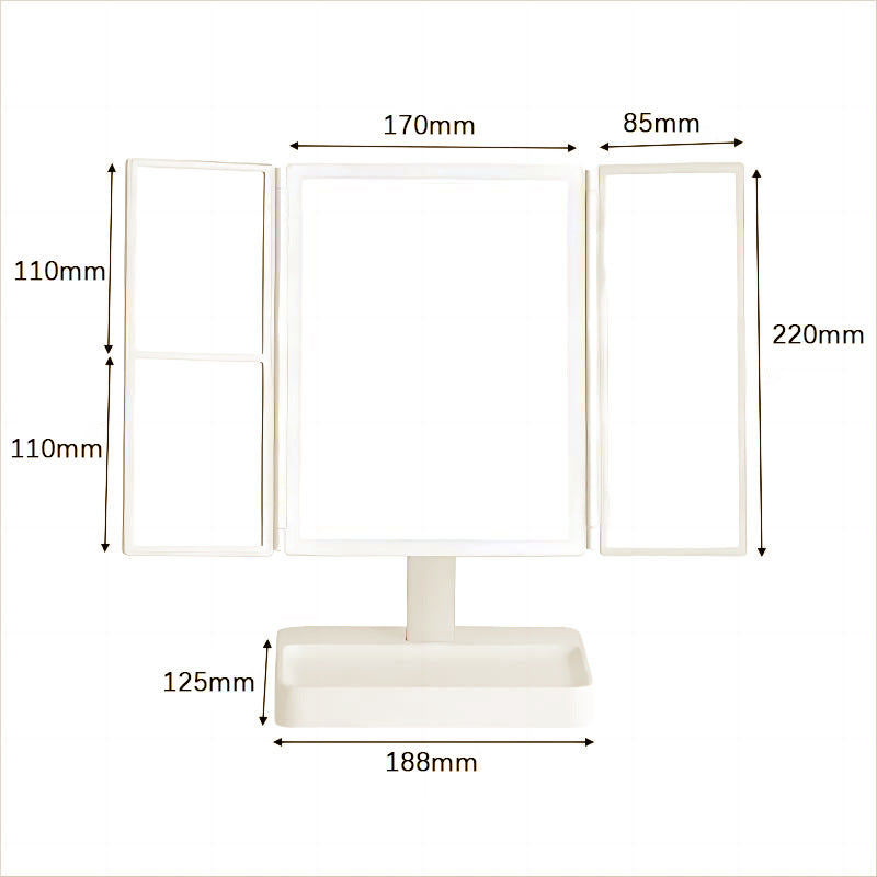 Tri-Fold Lighted Vanity Mirror with LED Lights Make Up Mirror