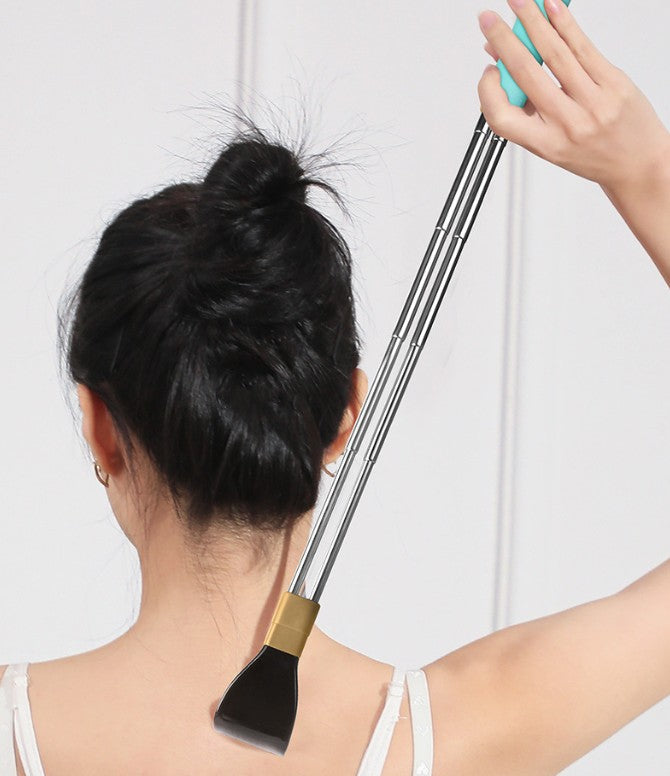 Massage Scalable Stainless Steel Double Bar Anti Rotation Back Scratcher W/ Roller Beads