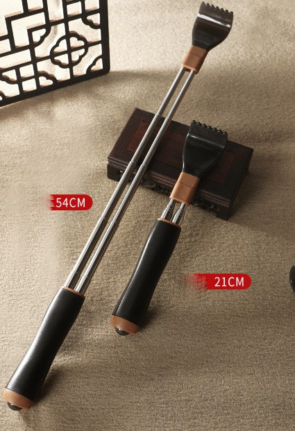 Massage Scalable Stainless Steel Double Bar Anti Rotation Back Scratcher W/ Roller Beads