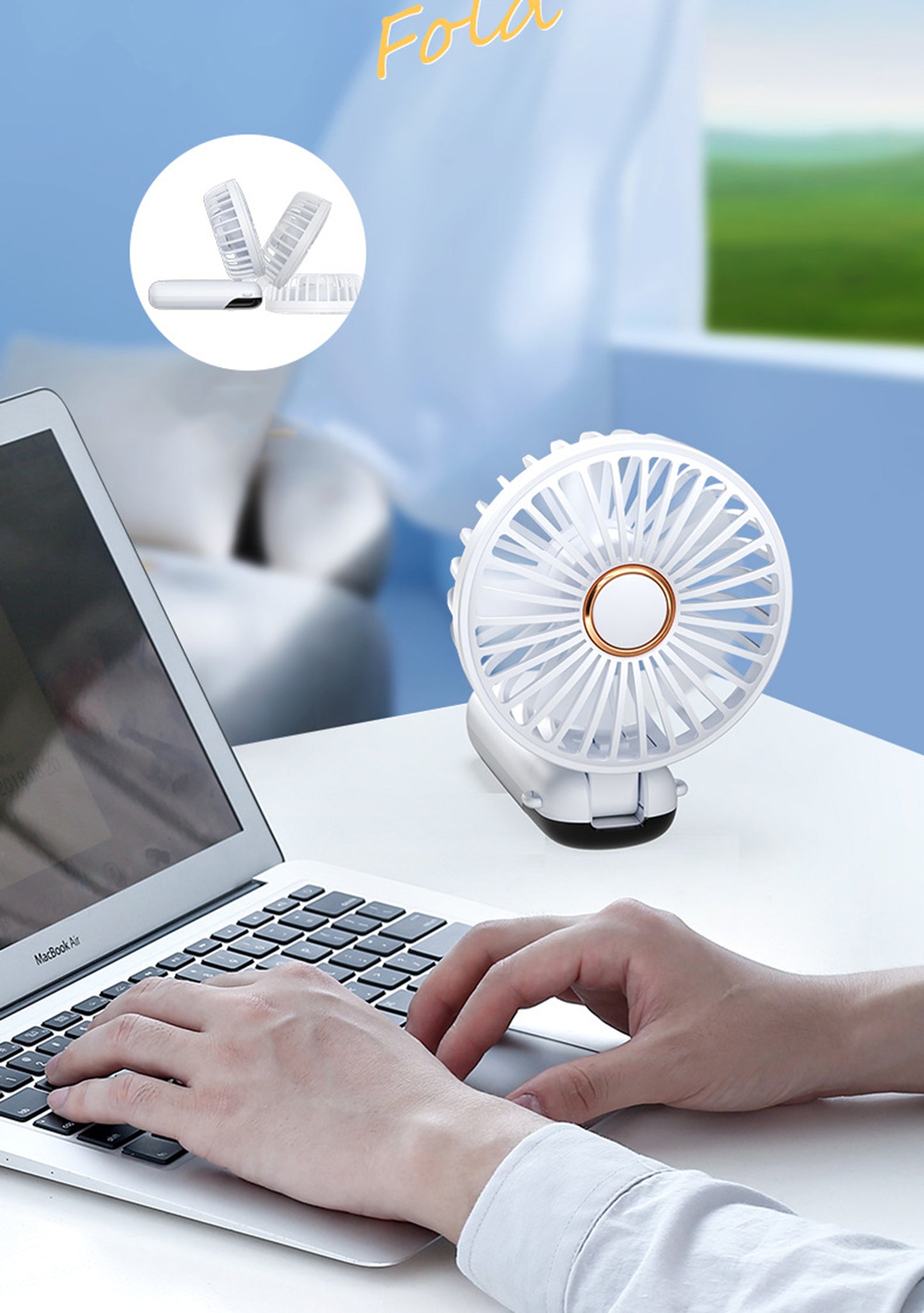 Portable Handheld Fan, 5 Speed Adjustable Fan with LED Display, Handheld/Neck/Desk 3" 1 Small Fan