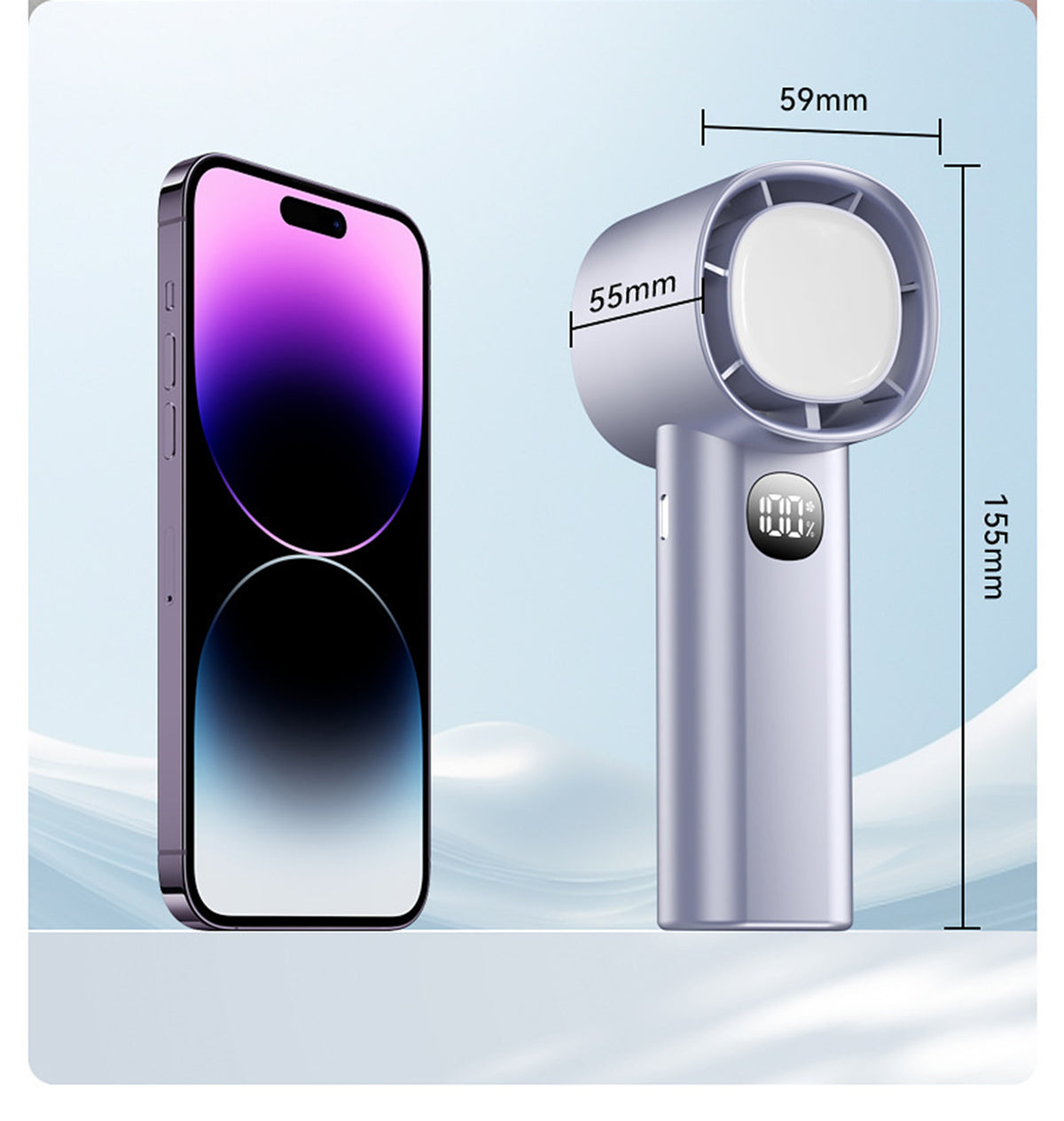 Portable Handheld Fan Speed(1-100) Adjustable Turbo Mini Rechargeable Fan