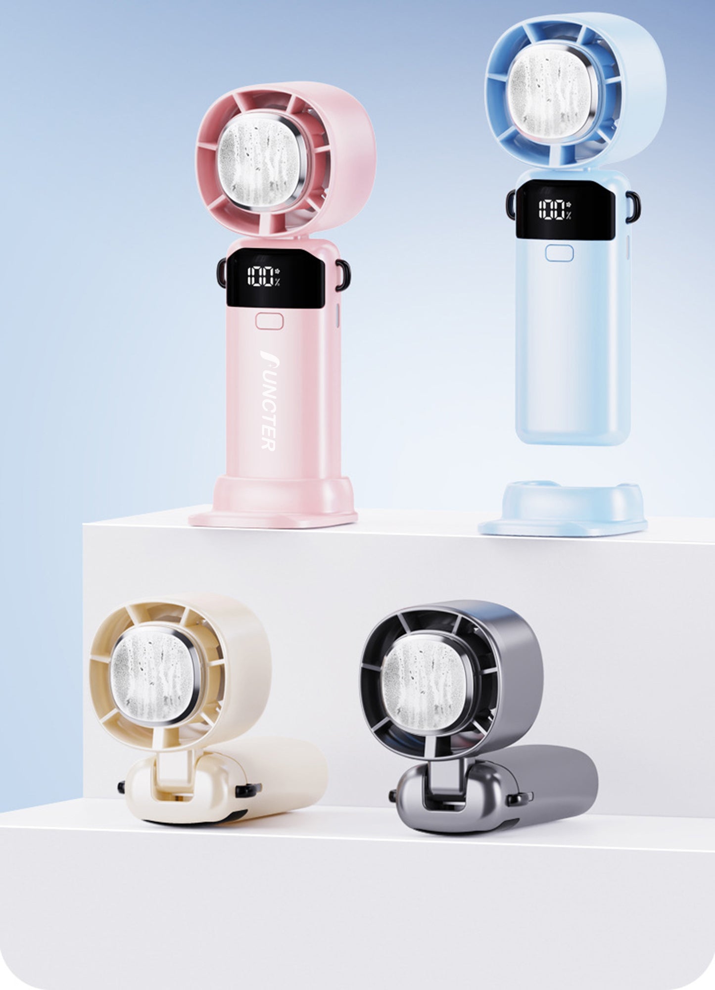 Portable Handheld Cold Compress Fan Speed(1-100) Adjustable Rechargeable Fan