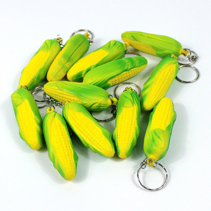 PU Simulated Corn Stress Reliever Ball Keychain