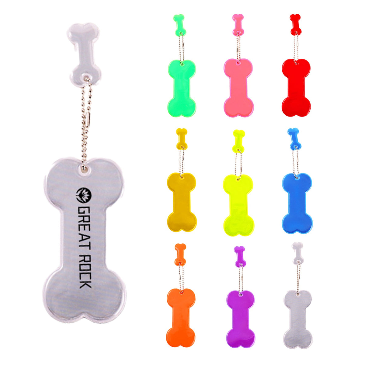 Bone Shape Reflective Key Tag