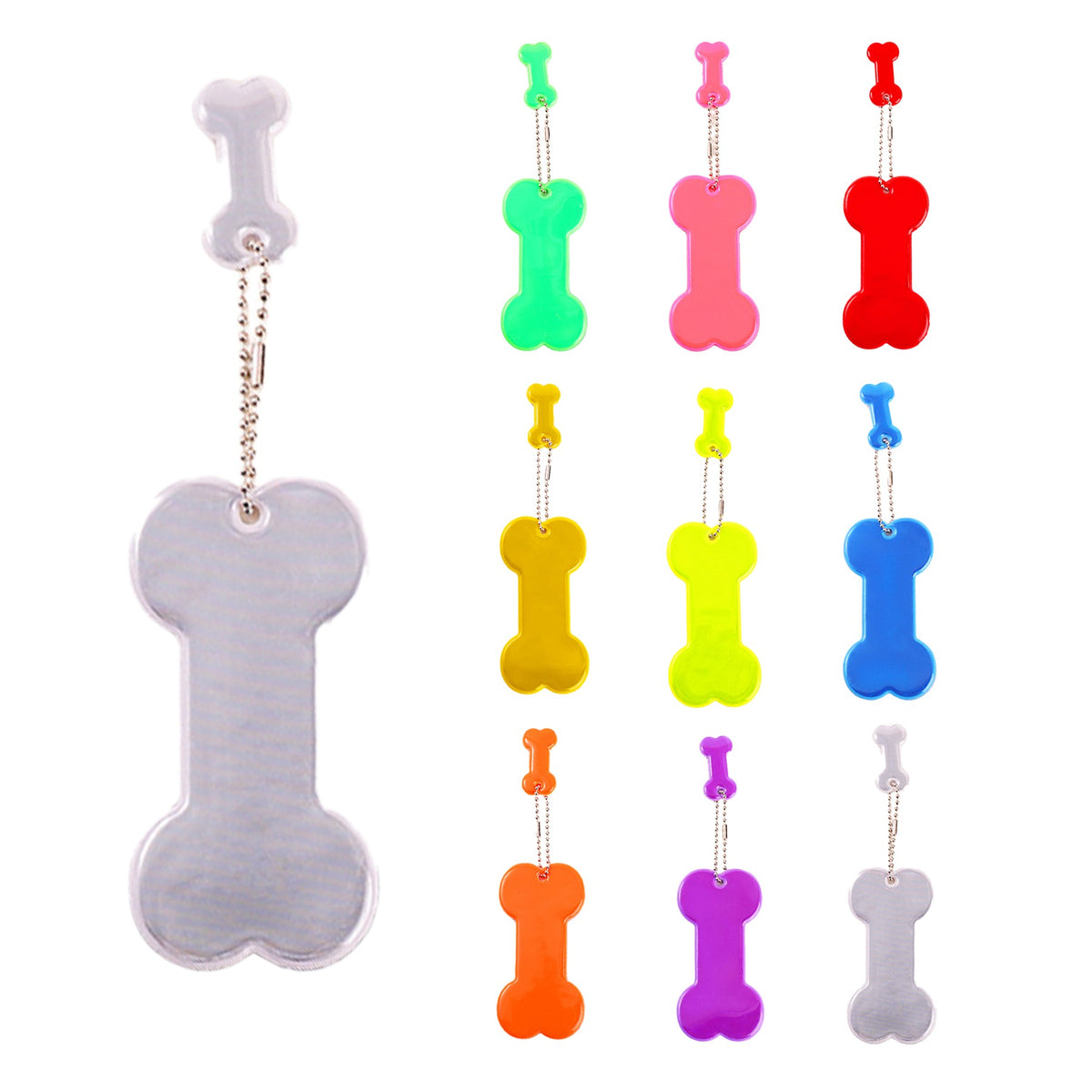 Bone Shape Reflective Key Tag