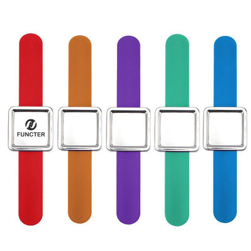 Silicone Slap Bracelet W/ Recessed Square Shaped Magnetic Pincushion Strong Pin Holder