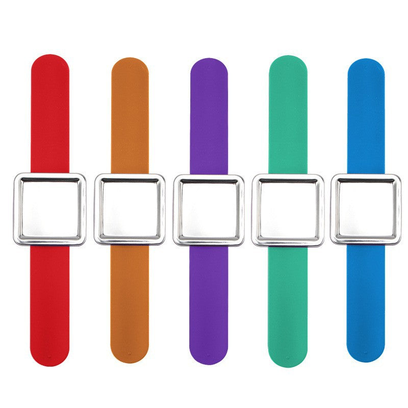 Silicone Slap Bracelet W/ Recessed Square Shaped Magnetic Pincushion Strong Pin Holder