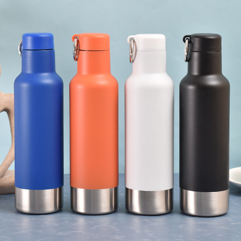 Stainless Steel Insulated Water Bottle W/ Keychain For Hiking 18 oz.