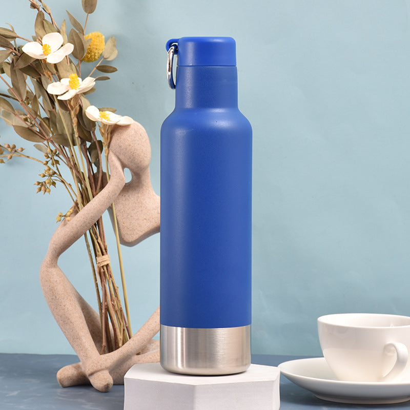 Stainless Steel Insulated Water Bottle W/ Keychain For Hiking 18 oz.