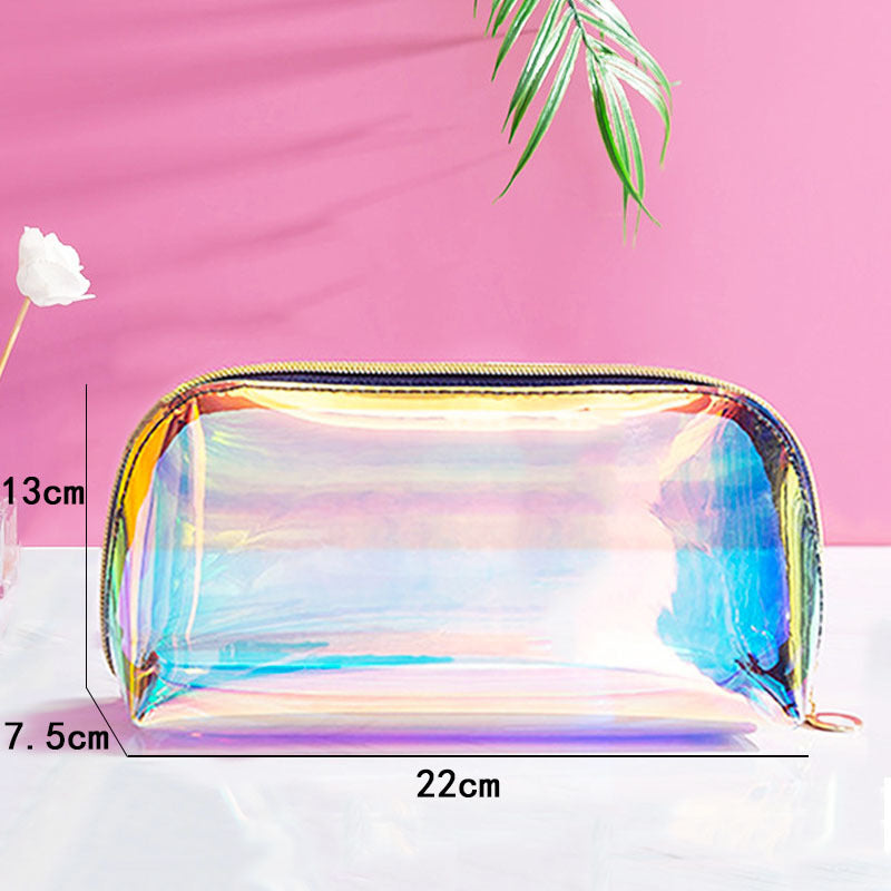 Iridescent Shell Makeup Bag, Clear Cosmetic Pouch (Large)