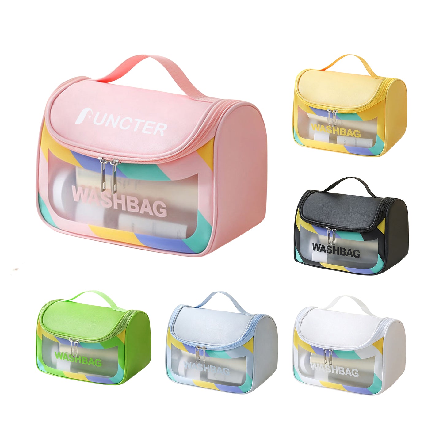 Waterproof Multi Color PVC Large Cosmetic Bag W/Flip