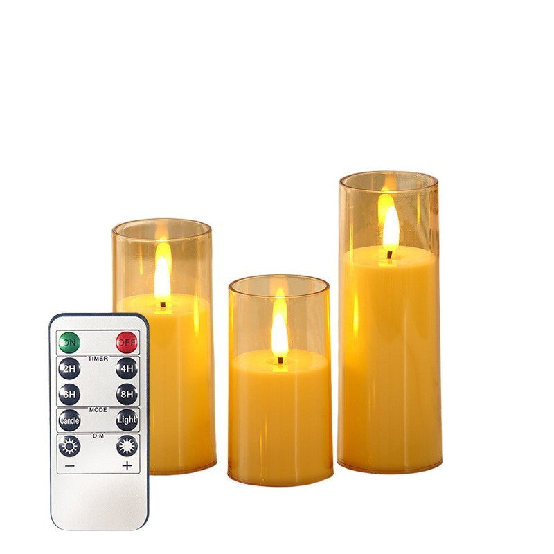 Remote Control Glass Electronic Candle W/ Remote Control 2 X 6"