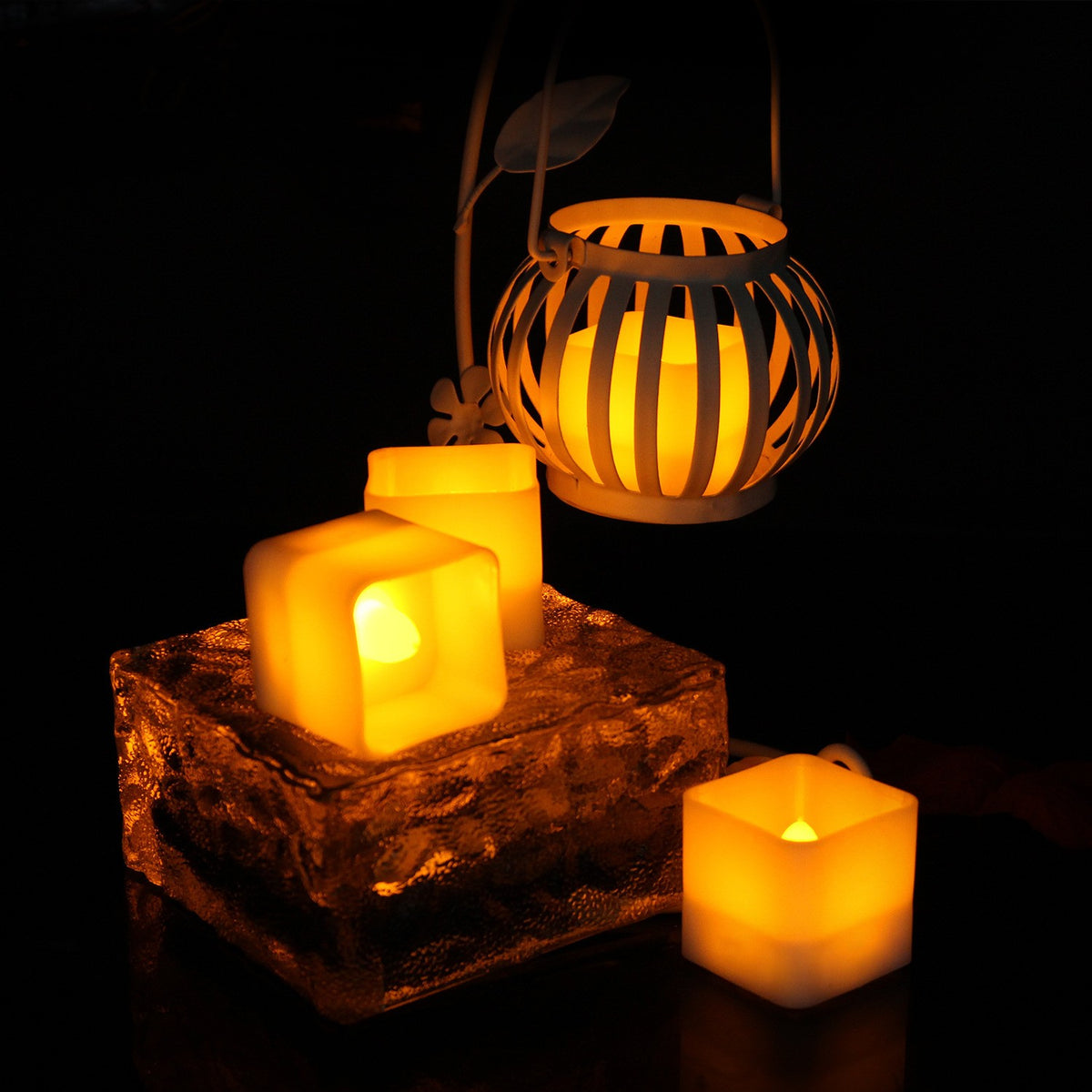 Cube Tea Light Timer Candle Lamp