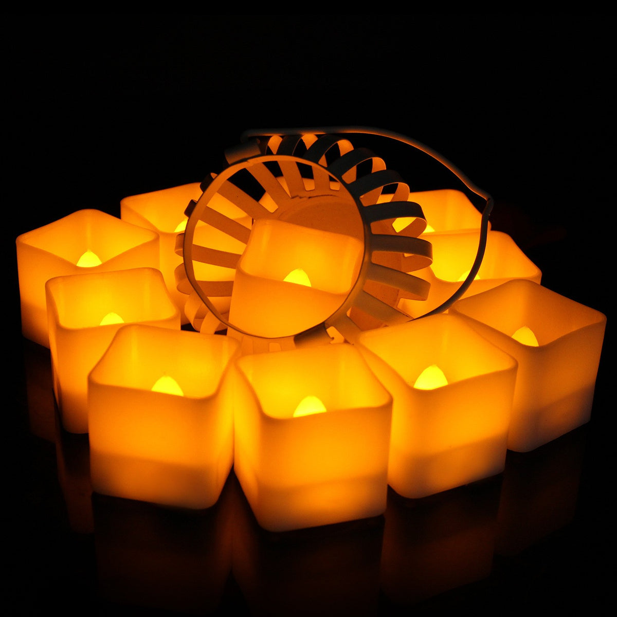 Cube Tea Light Timer Candle Lamp