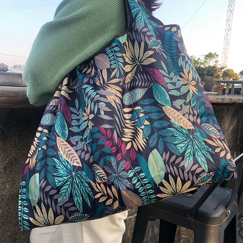 210D Oxfod Foldable Shopping Bag Lightweight Waterproof Shoulder Storage Bag