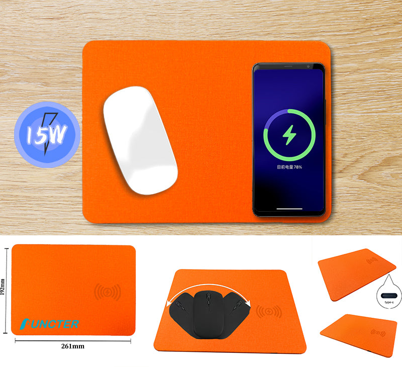 PU Leather 15W Wireless Mouse Pad