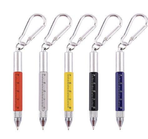 Multi-Function Metal Keychain Tool Pen W/ Carabiner