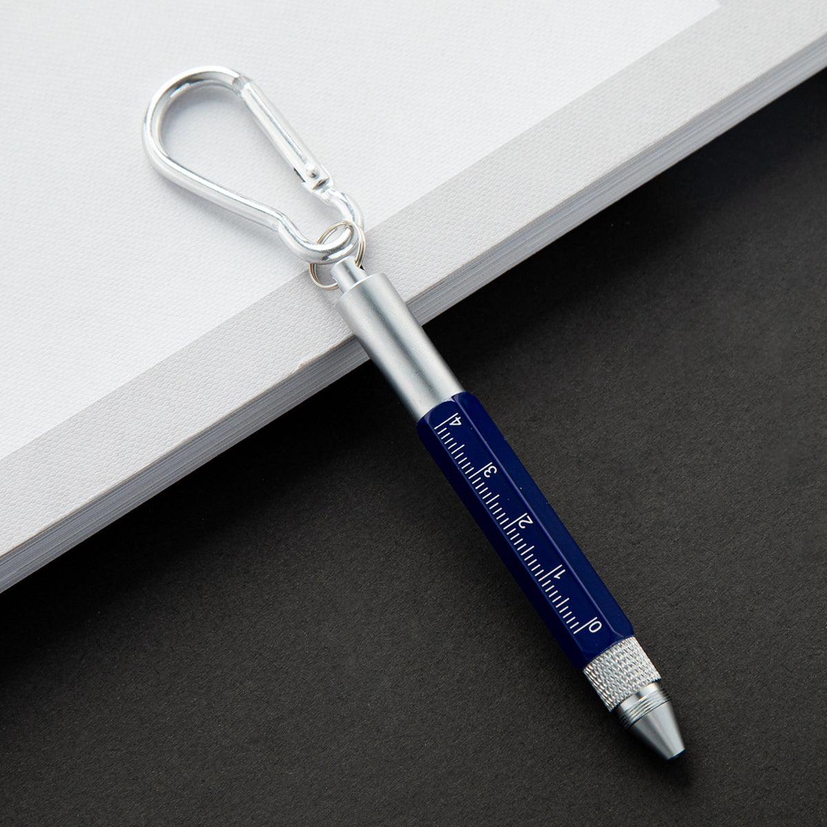 Multi-Function Metal Keychain Tool Pen W/ Carabiner