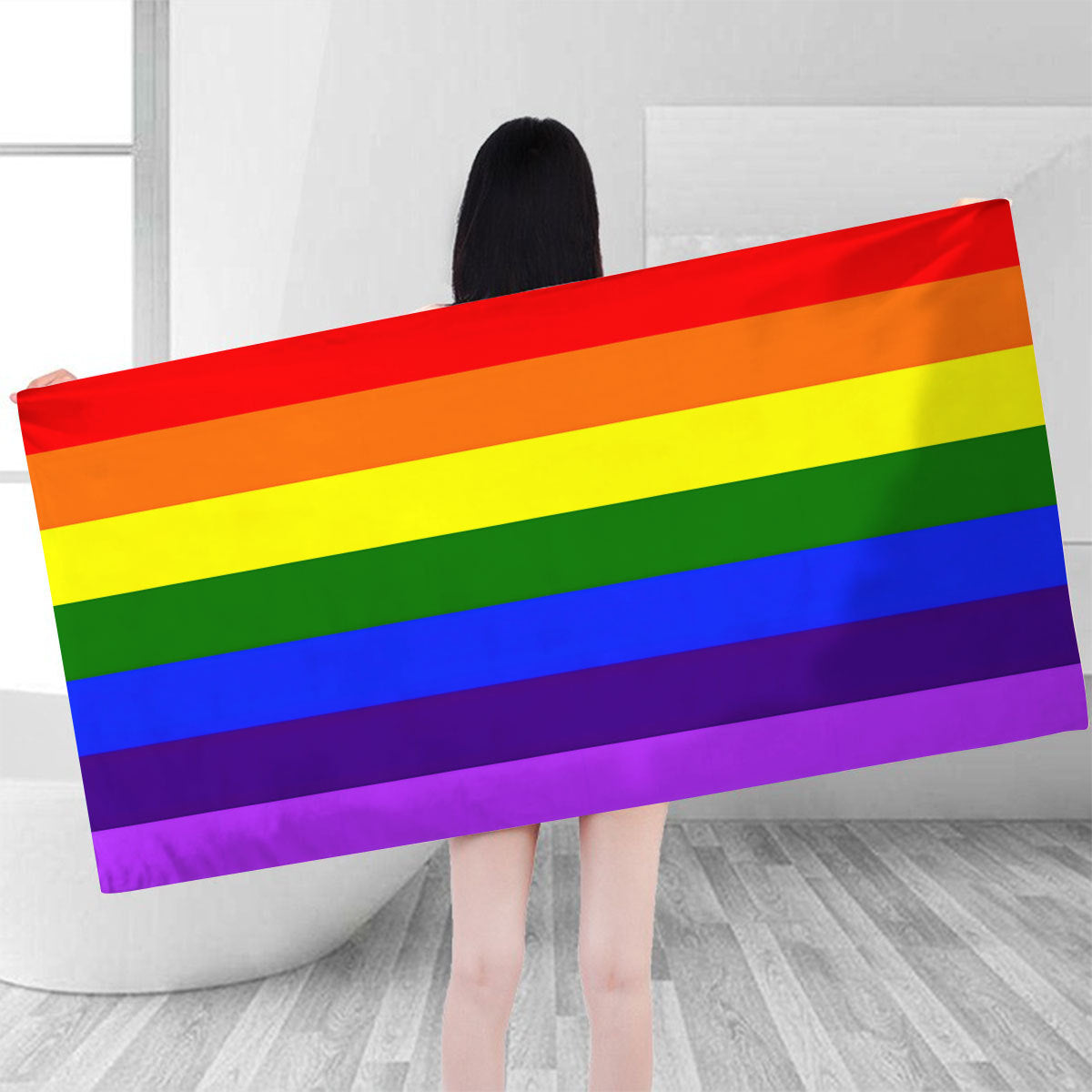 Summer Rainbow Color Sublimated Microfiber Sand Proof Beach Towel 47 x 23"