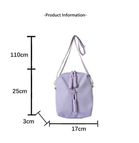 Multi Pocket Nylon Crossbody Bag Casual Shoulder Handbag W/ Adjustable Strap