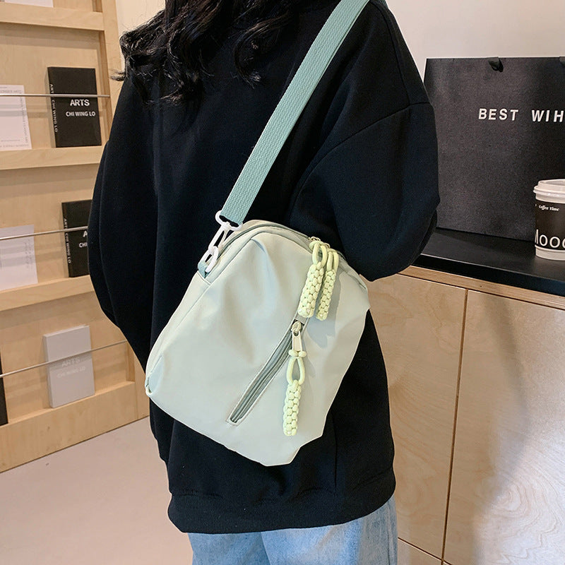 Multi Pocket Nylon Crossbody Bag Casual Shoulder Handbag W/ Adjustable Strap