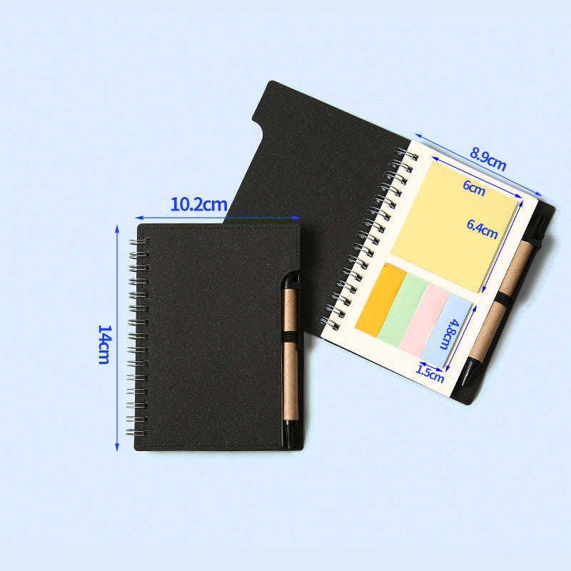 Double Spiral Notebook W/ Sticky Notes, Eco Pen