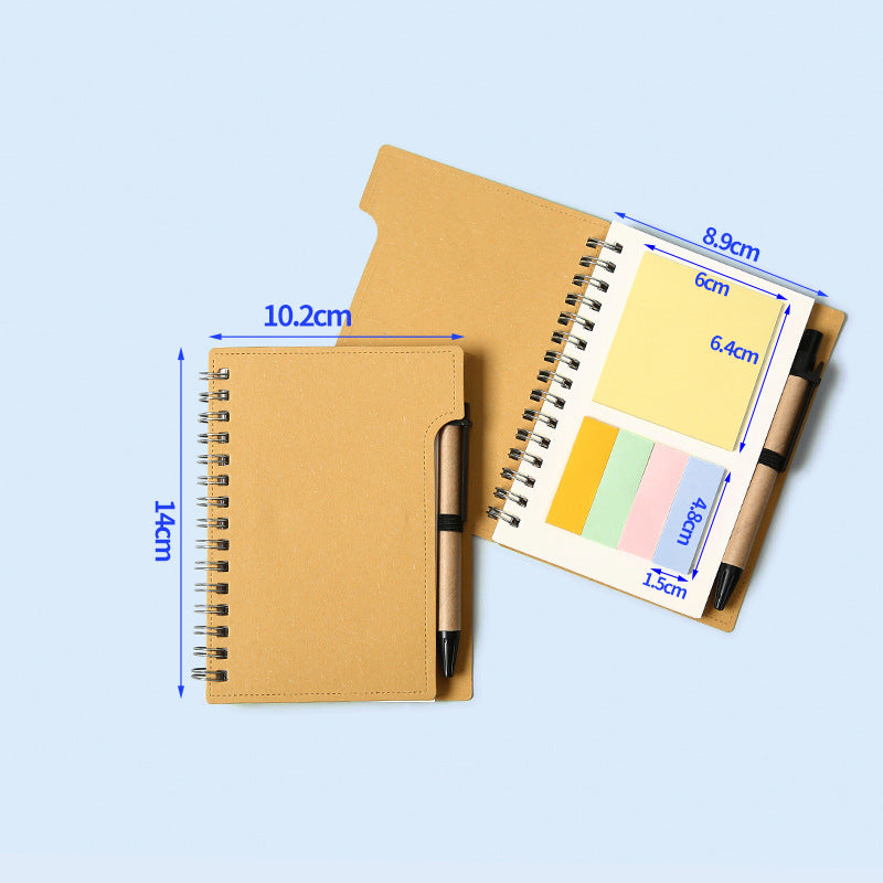 Double Spiral Notebook W/ Sticky Notes, Eco Pen