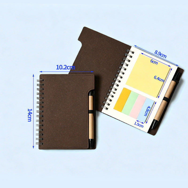 Double Spiral Notebook W/ Sticky Notes, Eco Pen