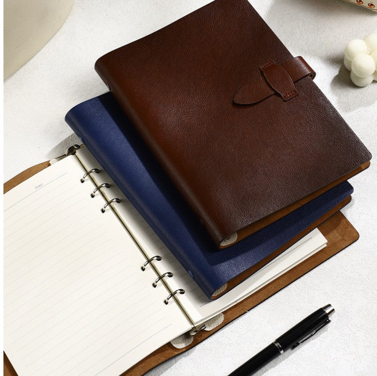 A5 Soft Leather Binder Notebook W/ Pen Holder