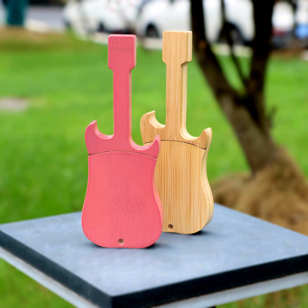 Guitar Shaped Wood Cigarette Box