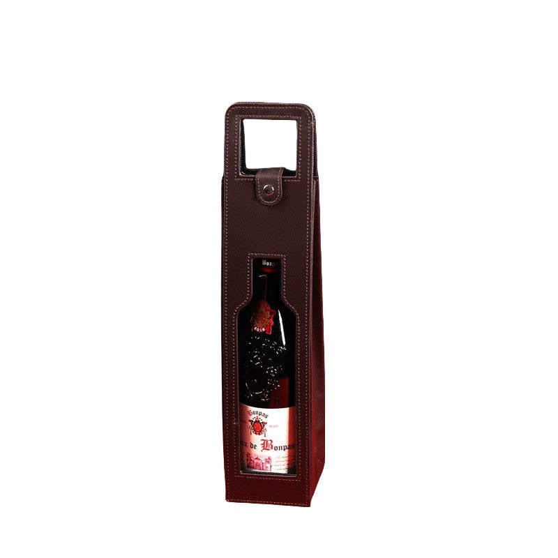 Reusable Leather Wine Tote Bag
