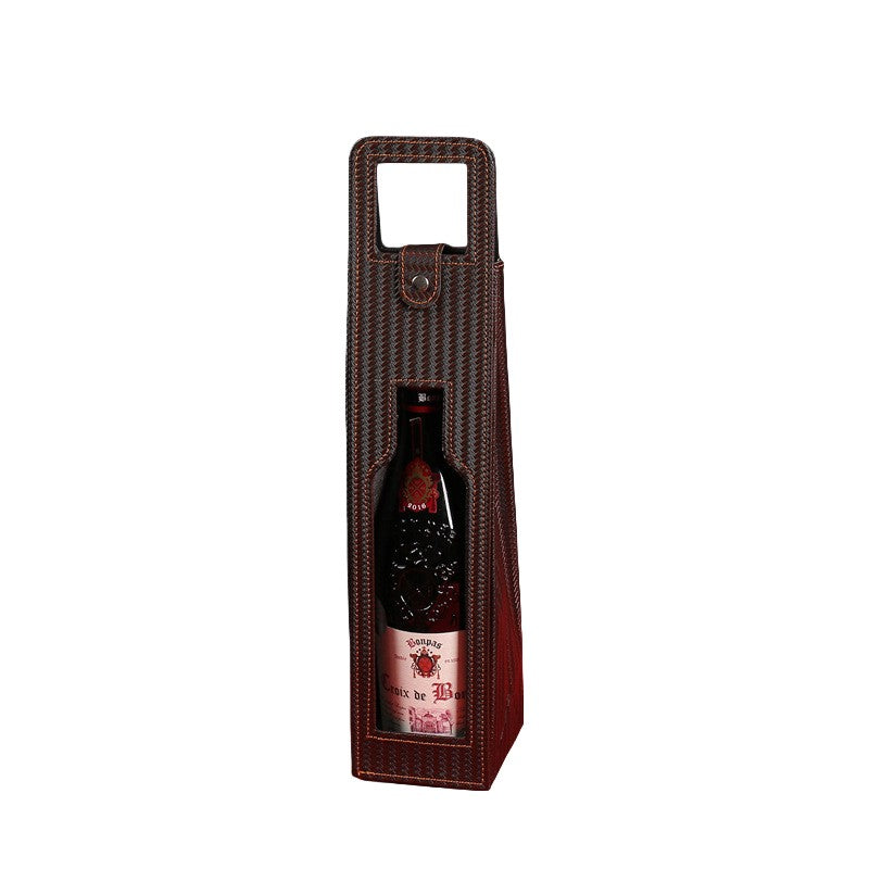 Reusable Leather Wine Tote Bag