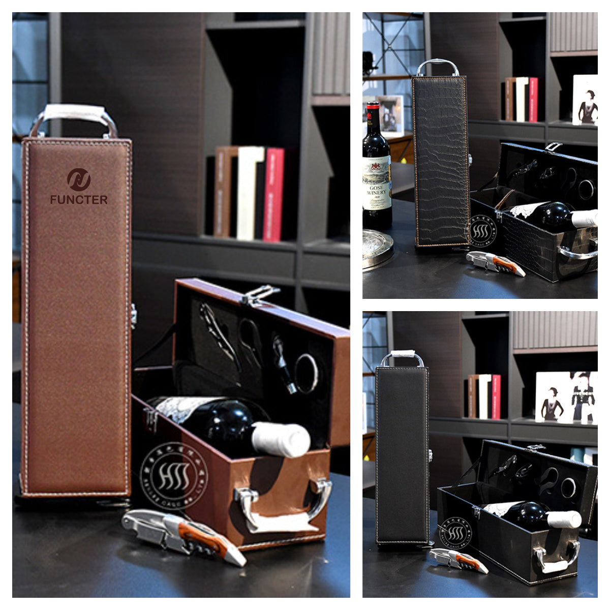 PU Leather Wine Bottle Gift Box Wine Tool Set Wine Gift Set