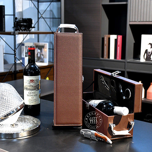PU Leather Wine Bottle Gift Box Wine Tool Set Wine Gift Set