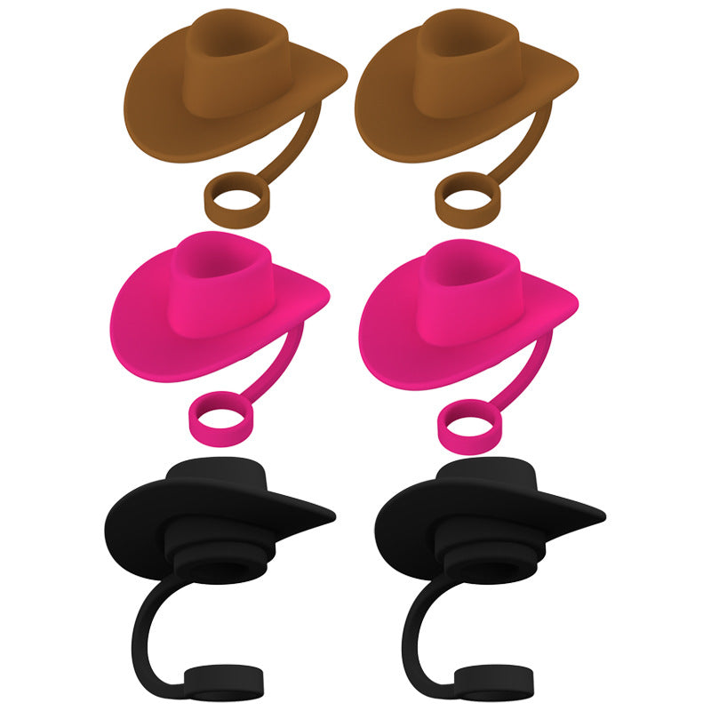 Cowboy Hat Silicone Straw Covers Cap