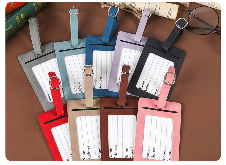 Rectangular Shape PU Leather Luggage Personalizable Travel ID Tag For Travel Business Trip
