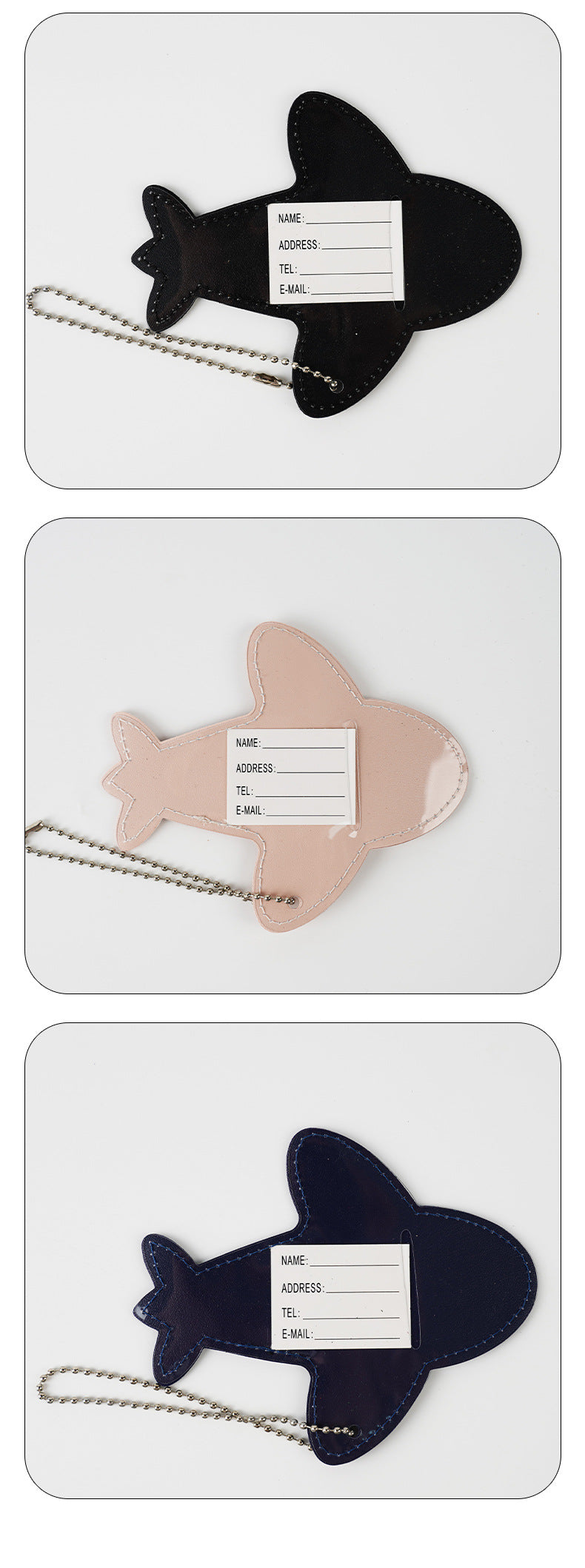 Plane Shape PU Leather Luggage Personalizable Travel ID Tag